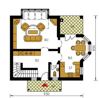 Mirror image | Floor plan of ground floor - KLASSIK 111